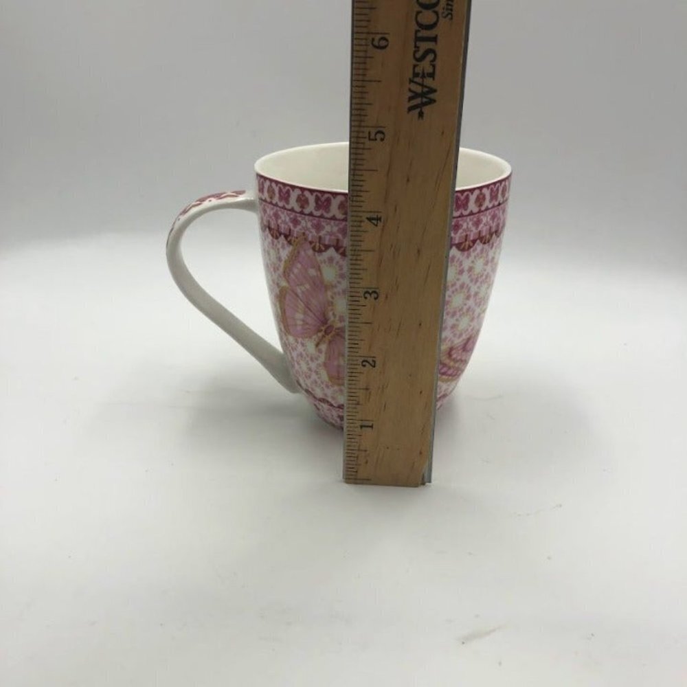 Vintage Queen's Butterfly Pink Gold White Coffee Tea Mug Fine China - Picture 12 of 13